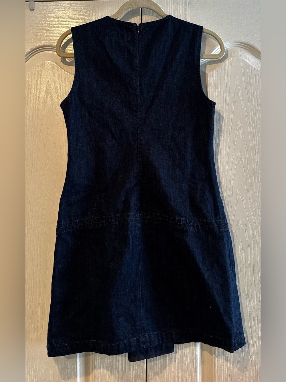 Zara Dark Wash Denim with Pleated Detail Mini Dress - Size M - Picture 4 of 5